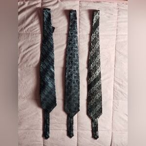 Elegant Handmade Silk Blue, Grey, And Black Ties